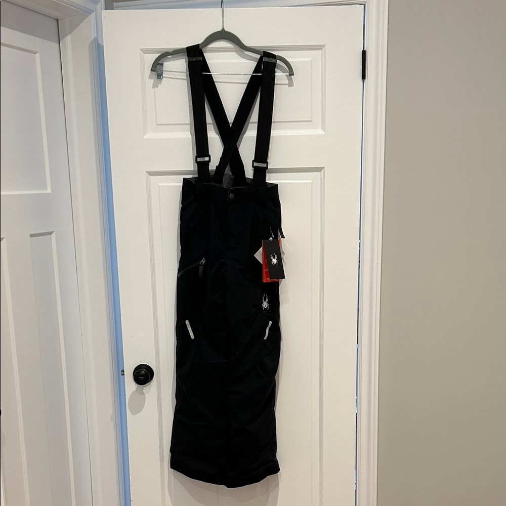 Spyder Propulsion Boys Black Ski Pants With Suspenders - NWTO
